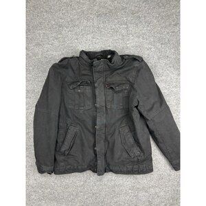 Levi's Jacket Mens Large Black Canvas Sherpa Lined Military Field Zip Winter